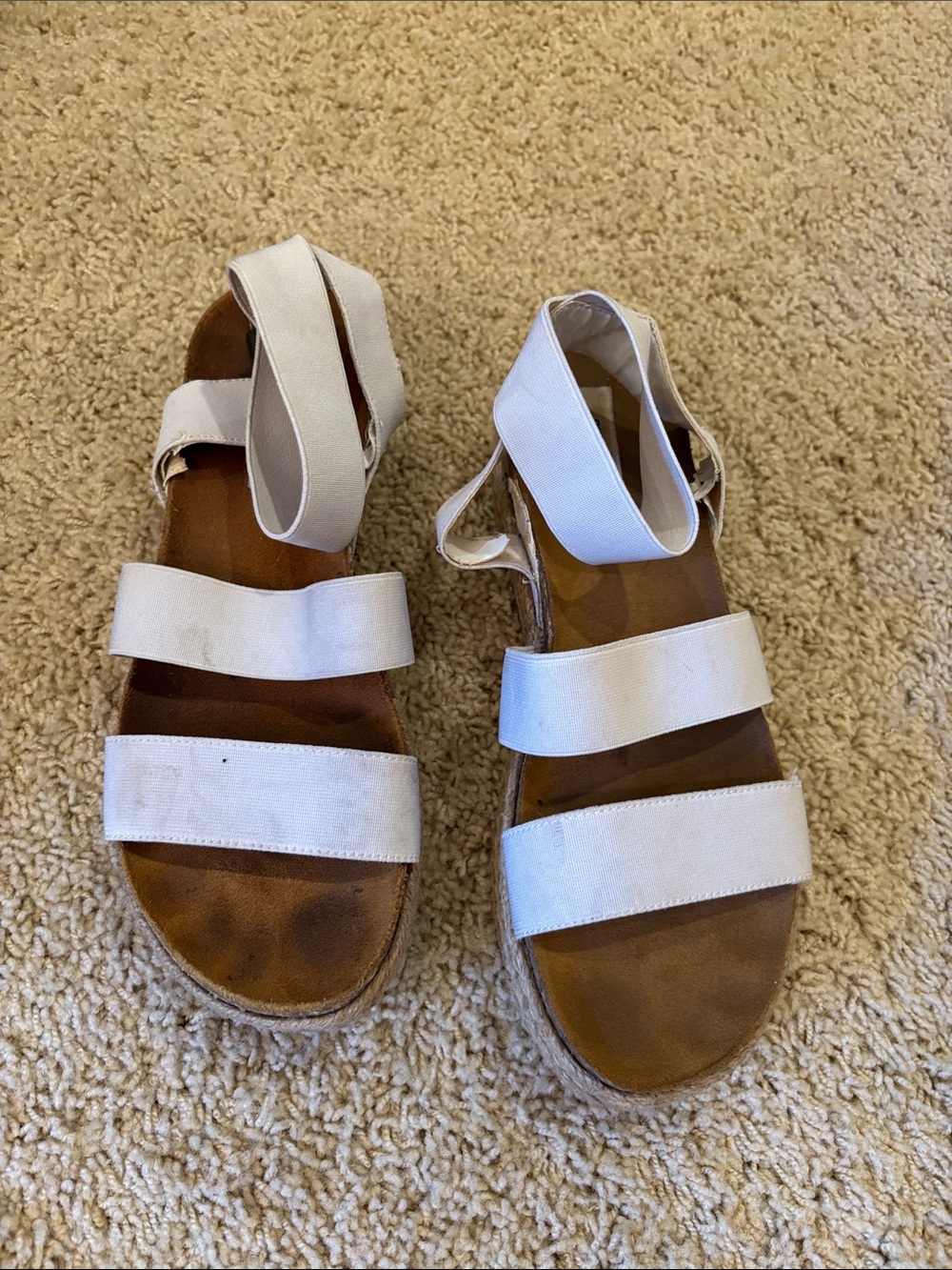 Steve Madden White Elastic Strap Sandals